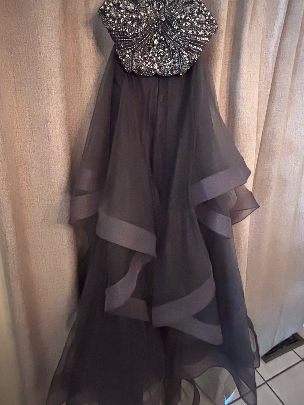 Jovani Prom Dress Layered High-Low Tulle Skirt with Beaded Top